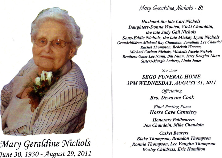 Geraldine Nunn Nichols Obit